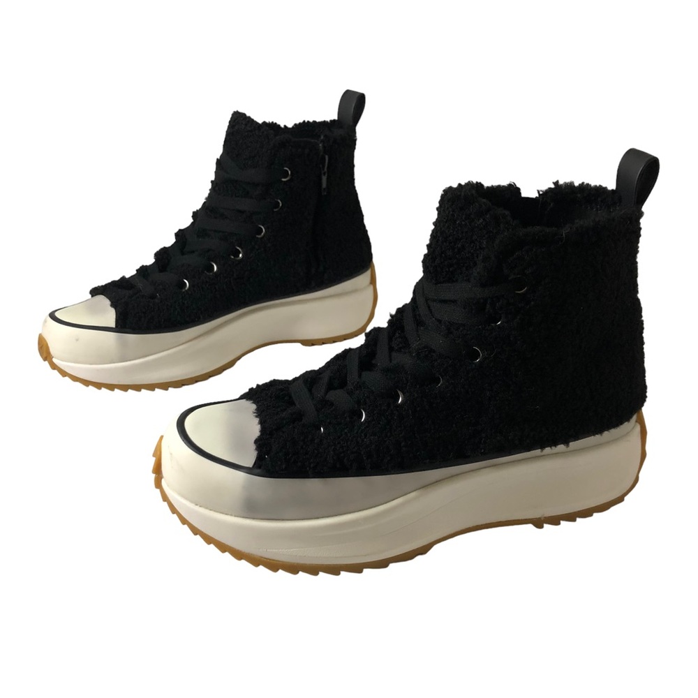 Steve Madden Shaft Womens Faux Fur Lifestyle High Top Sneakers Black Size 7M